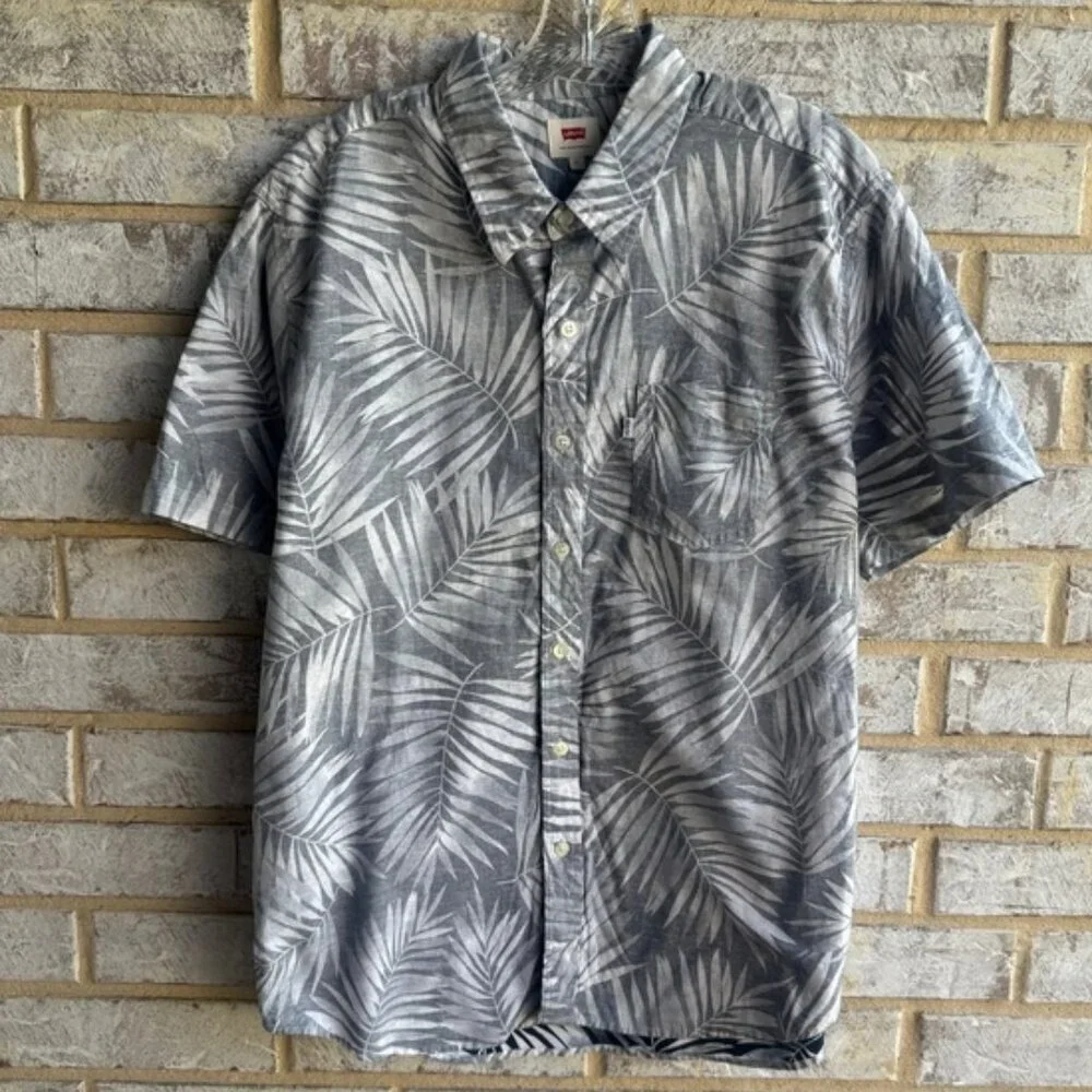 Levi's Reserve Tropical Print Short Sleeve Button Front Shirt Men's Size L